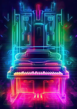 Techno Neon Piano Player