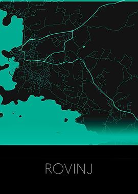 Rovinj black and green map