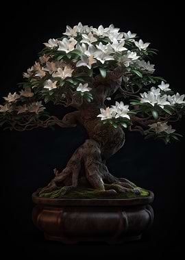 White Flower Bonsai Tree