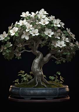 White Flower Bonsai Tree