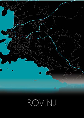 Rovinj Black and blue map
