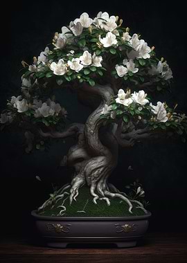 White Flower Bonsai Tree