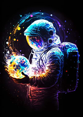 Planet In Hand Astronaut