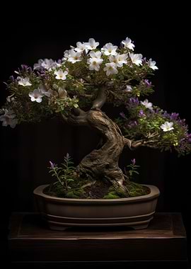 White Flower Bonsai Tree