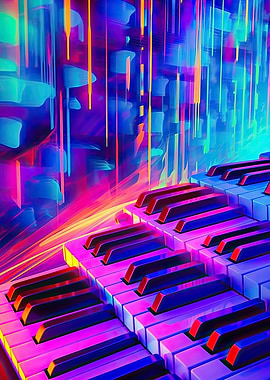 Electric Neon Piano Keys