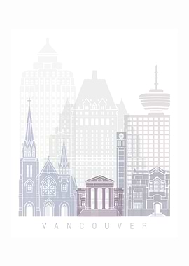 Vancouver skyline pastel
