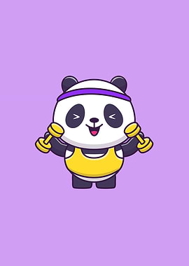 Cute Panda Lifting Dumbbel