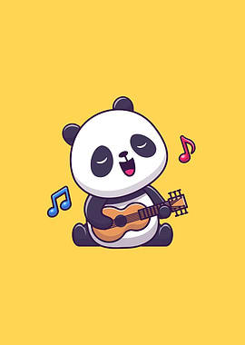 Cute Panda Playing Guitar