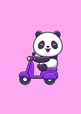 Cute Panda Riding Scooter
