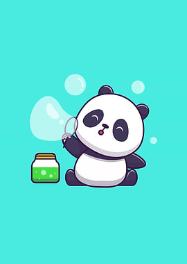 Cute Panda Playing Soap