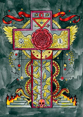 Rose Cross Rosicrucianism' Poster, picture, metal print, paint by Anil  Gamble | Displate