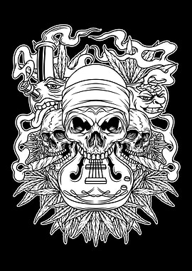 3 Skull Weeds BnW