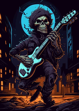 Skull with guitar