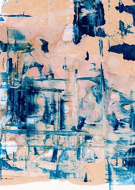 Peachy and Blue Painting