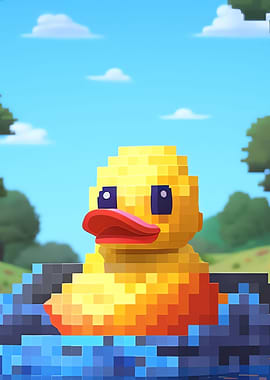 cute duck in pixel art