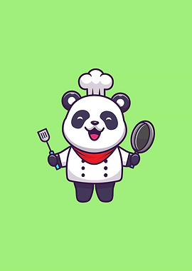 Cute Panda Chef Cartoon