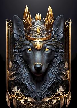 Royal Crown Wolf Art Deco