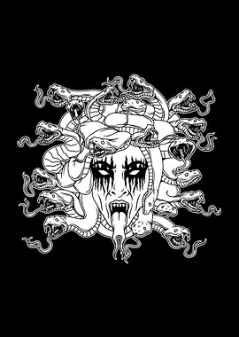 Medusa Illustration BnW