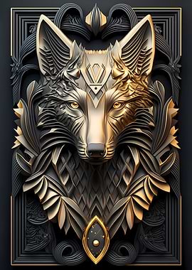 Silver Gold Mechanic Wolf