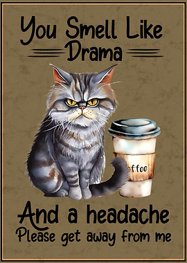 Funny Cat Poster Vintage