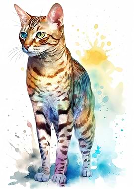 Cute Bengal Cat Painting