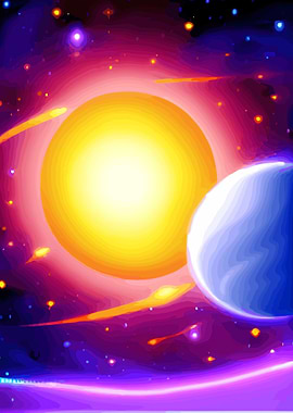 Moon and Sun Abstract Art