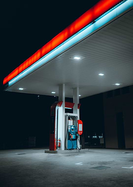 Petrol Station at Night