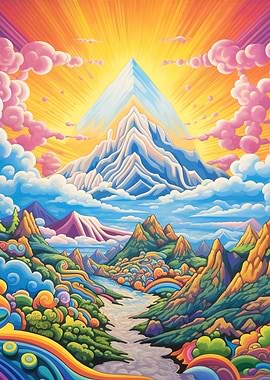 colorful fantasy mountains