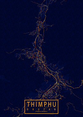 Thimphu Map City At Night