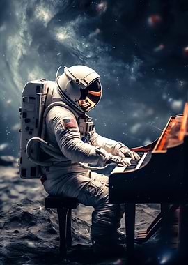Astronaut Playing Piano