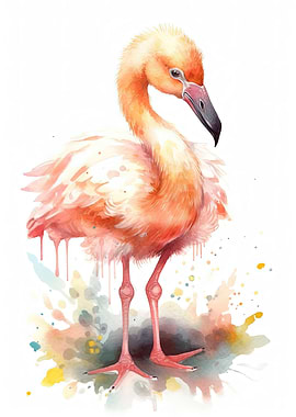 Exotic Watercolor Flamingo