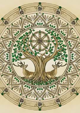 Bodhi tree Dharma Wheel
