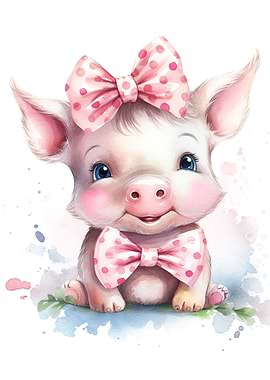 watercolor pig pink