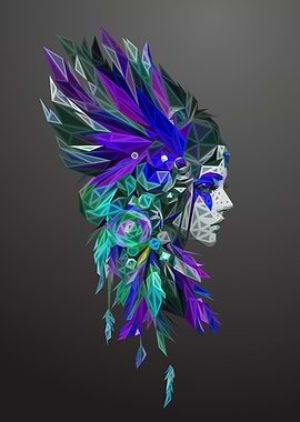 Woman Lowpoly Engraved