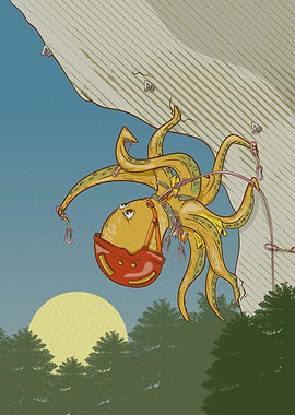 Octopus rock climbing