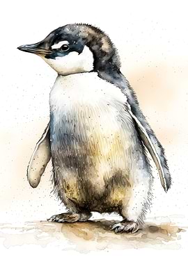 cute watercolour penguin