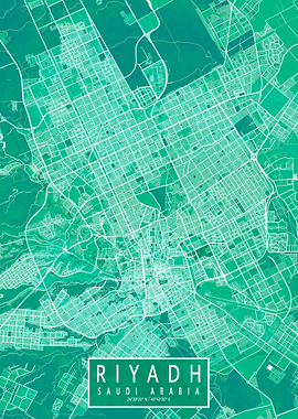 Riyadh City Map Watercolor