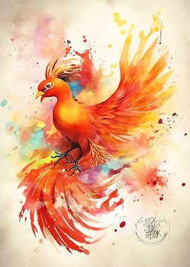 Phoenix Watercolor Bird