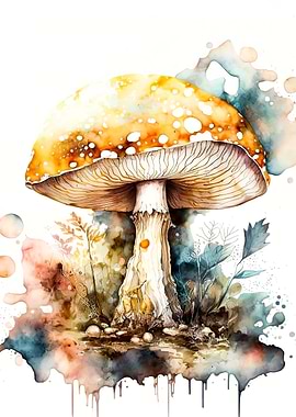 watercolor mushroom
