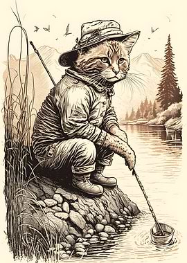 Fisherman Cat in a Lake
