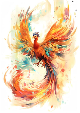 Phoenix Watercolor Bird