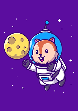 Cute squirrel astronaut