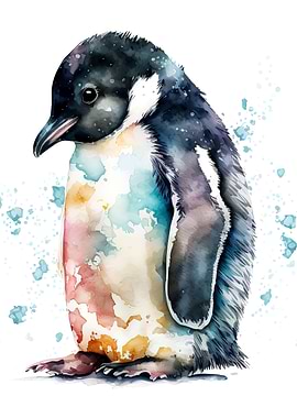 cute watercolour penguin