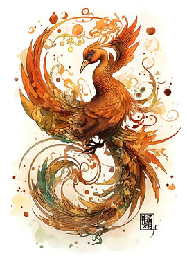 Phoenix Watercolor Bird