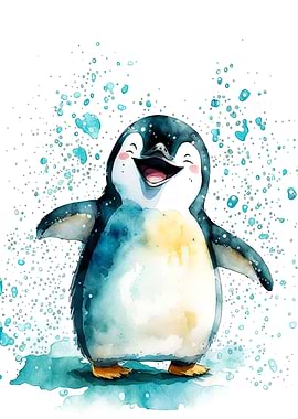 cute watercolour penguin