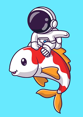 Cute astronaut playing