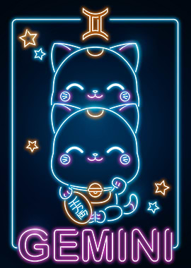 Retro Kawaii Gemini Sign