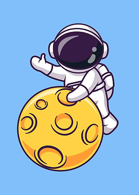 Cute astronaut on moon