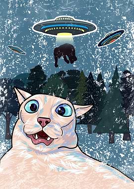 Funny Cat Selfie With UFO