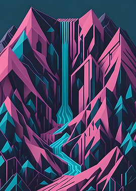 Geometric Rocky Waterfall